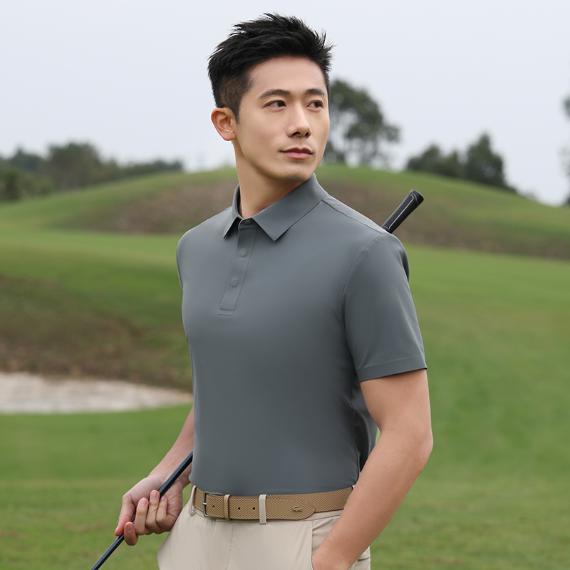 HT042-078 High Luxury Minimalist Seamless Series Imported Magnetic Snap Short-Sleeve Polo