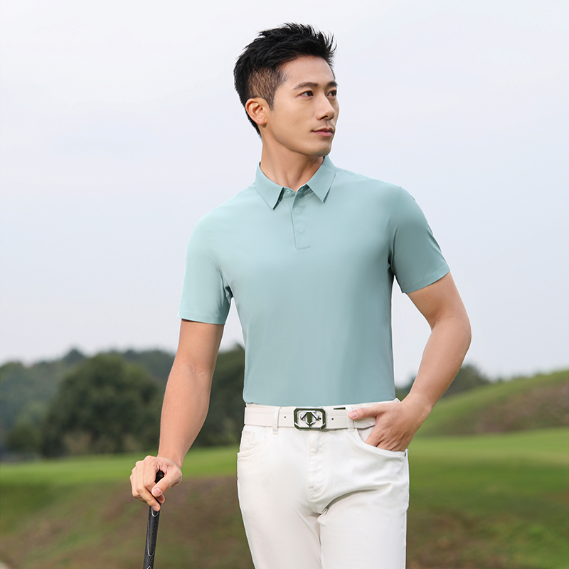 HT042-080 Ultra-Luxury Golf Series Nylon 56 Bio-Based Seamless Short-Sleeve Polo