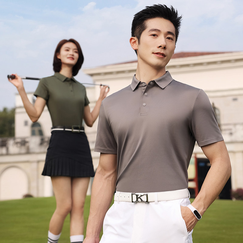 HT042-168 Light Luxury Seamless Jacquard Cotton and Silk Short Sleeve Polo, Unisex