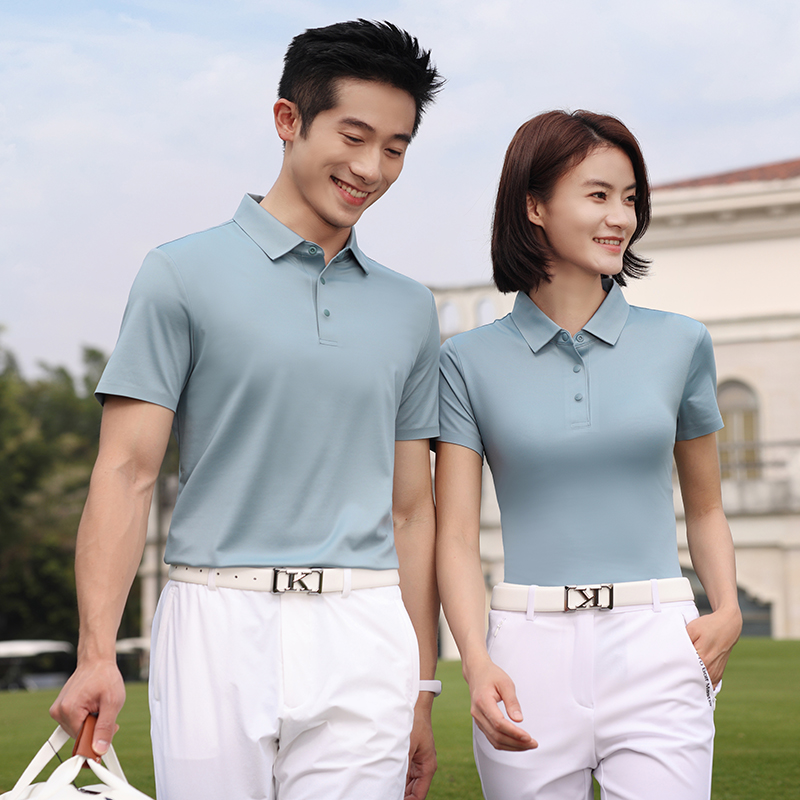 HT042-168 Light Luxury Seamless Jacquard Cotton and Silk Short Sleeve Polo, Unisex