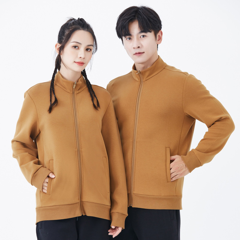 HT042-217 – Air-Layer Stand Collar Zip-Up Sweatshirt