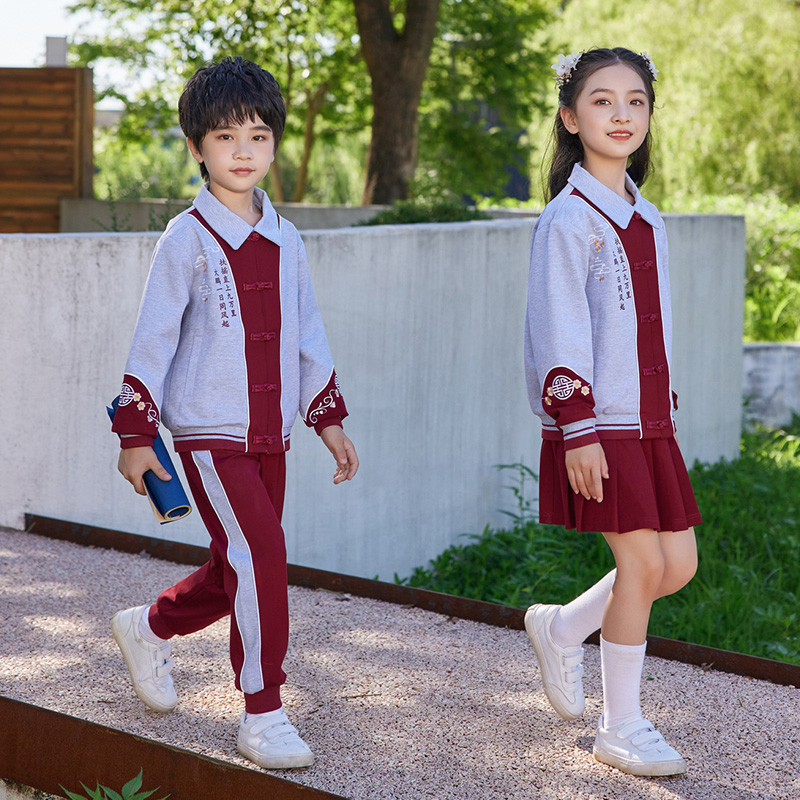 HT054-2253 – Red and Blue Spring/Autumn Bi-Stretch Ponte Roma Chinese-Style Vintage Sportswear Set (Top & Pants)