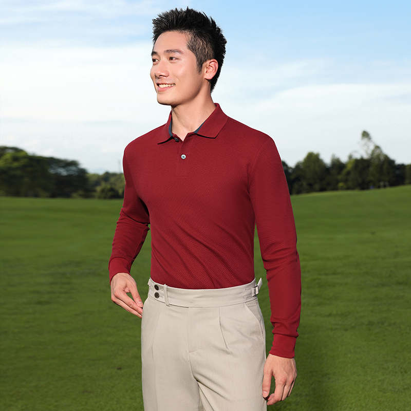 HT042-036 Classic-cut premium long-sleeve polo