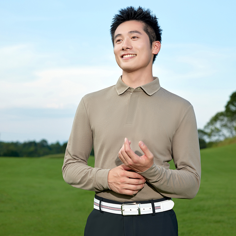 HT042-038 Fashionable high-end quality double-layer collar long-sleeve polo