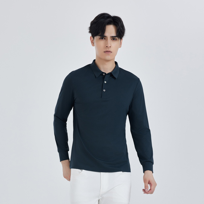 HT042-044 Stretch long-sleeve polo shirt