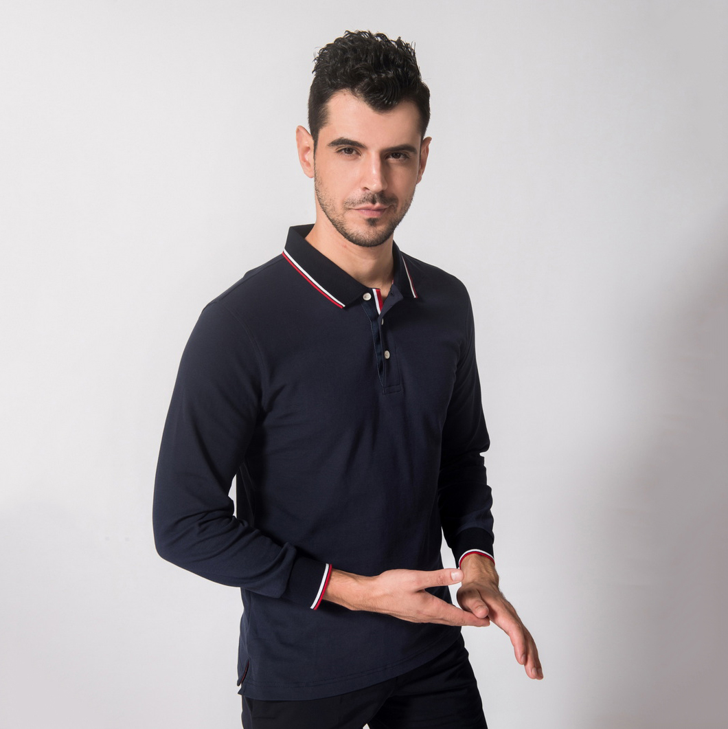 HT042-207 Super-soft mercerized cotton long-sleeve polo