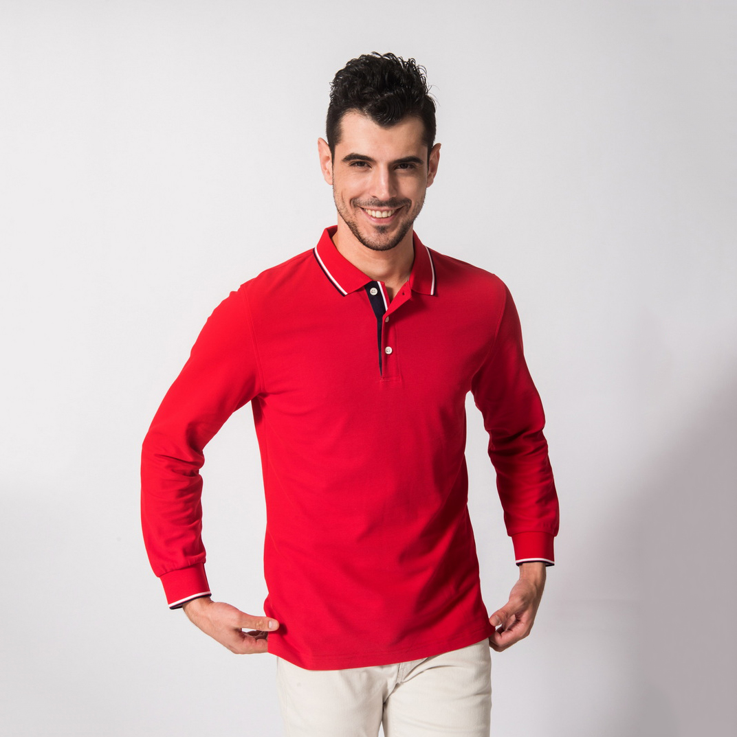 HT042-207 Super-soft mercerized cotton long-sleeve polo