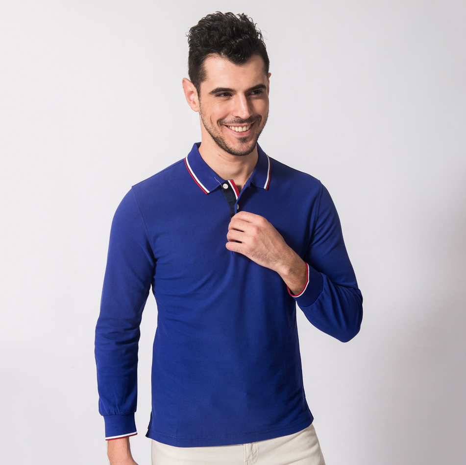 HT042-207 Super-soft mercerized cotton long-sleeve polo