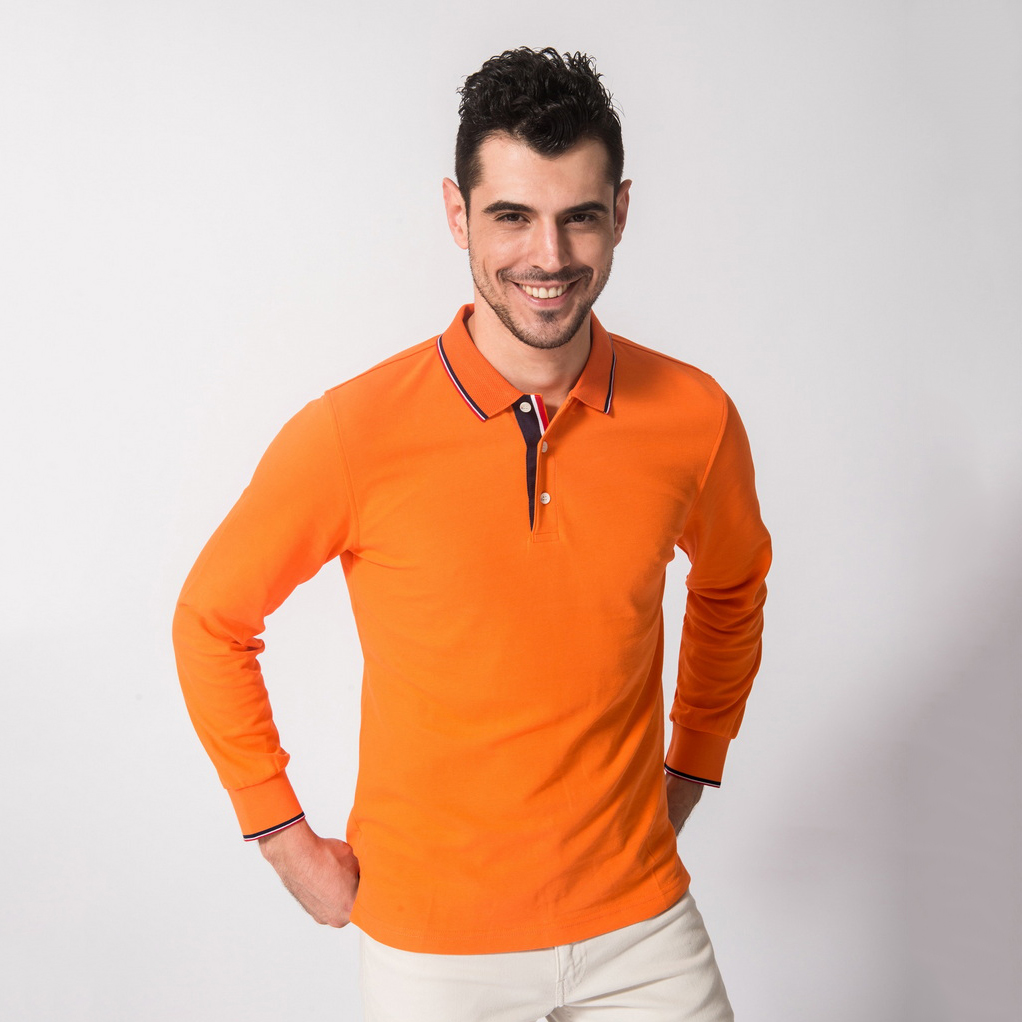 HT042-207 Super-soft mercerized cotton long-sleeve polo
