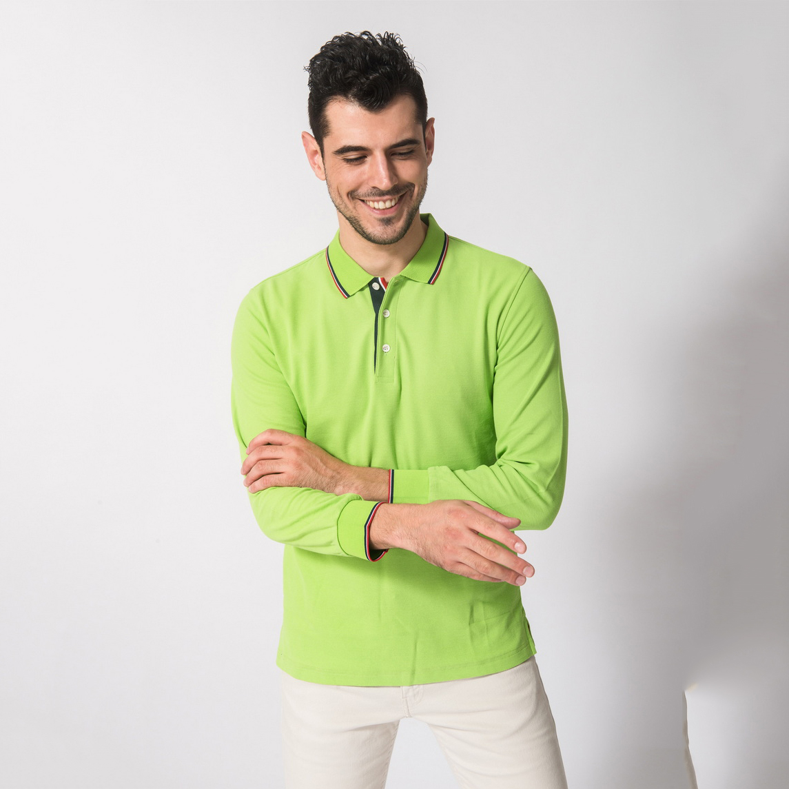 HT042-207 Super-soft mercerized cotton long-sleeve polo