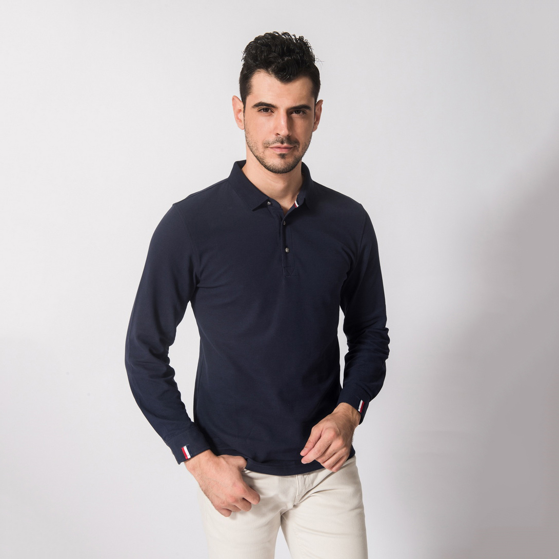 HT042-208 Super-soft mercerized cotton long-sleeve polo
