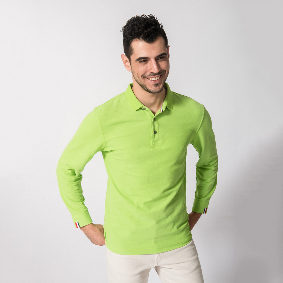 HT042-208 Super-soft mercerized cotton long-sleeve polo