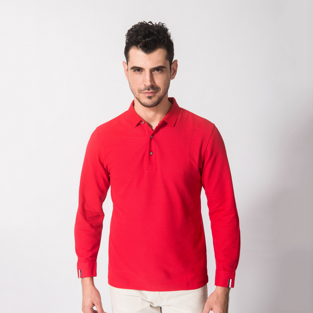 HT042-208 Super-soft mercerized cotton long-sleeve polo