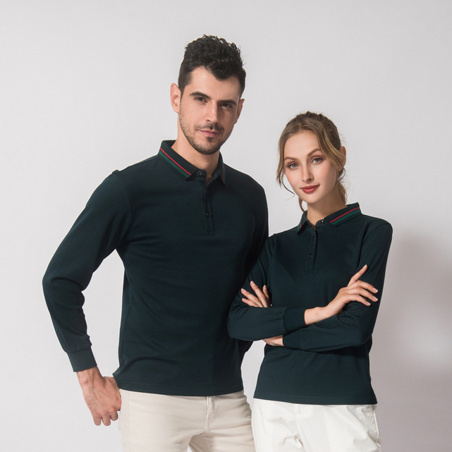 HT042-209 Double-faced cupro long-sleeve polo