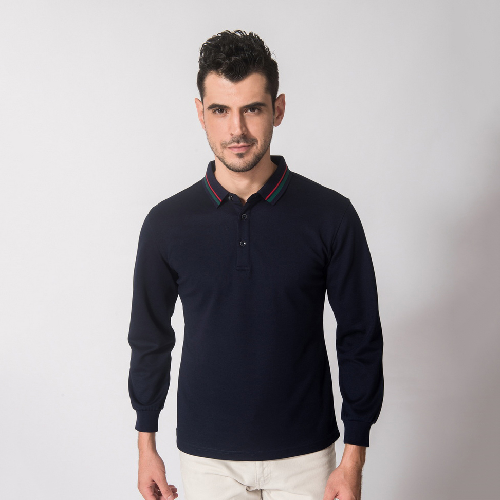 HT042-209 Double-faced cupro long-sleeve polo