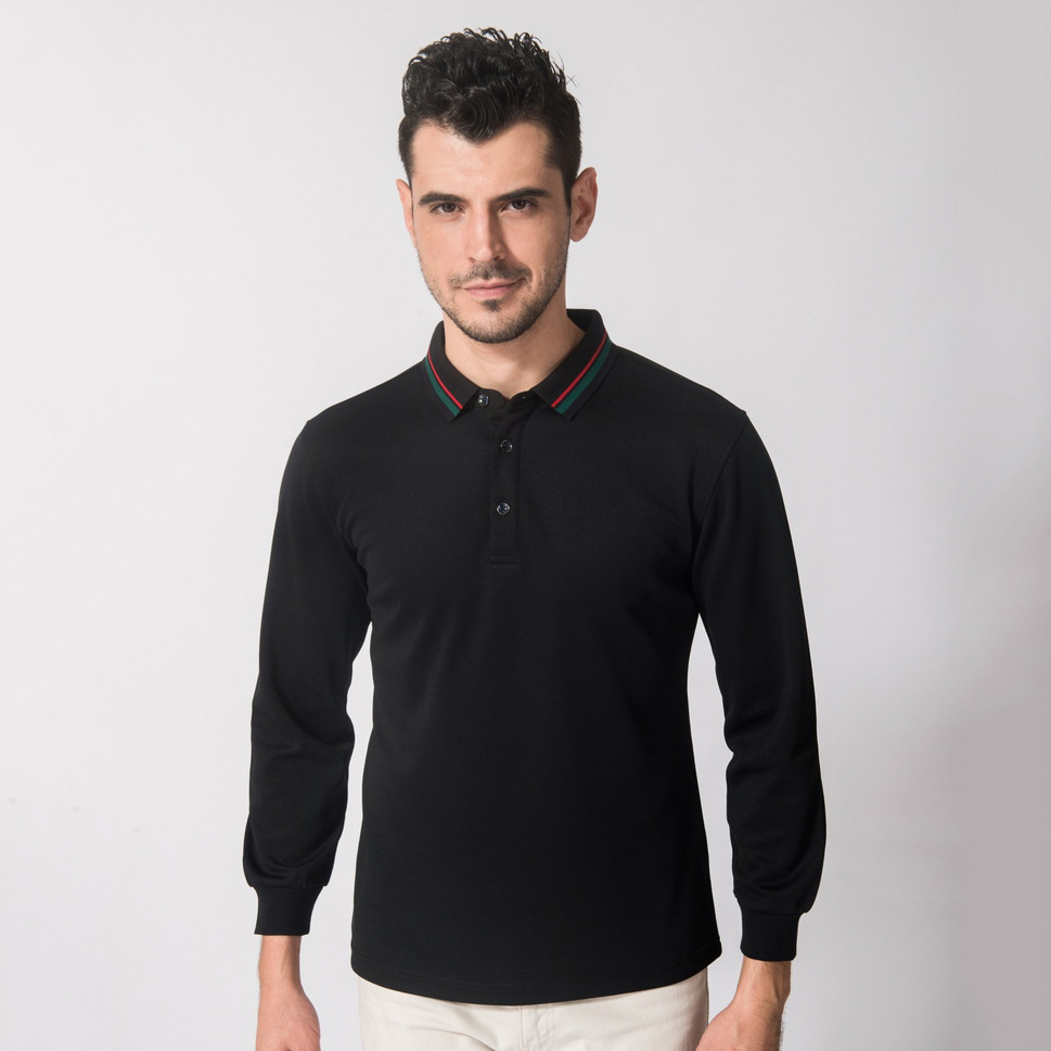 HT042-209 Double-faced cupro long-sleeve polo