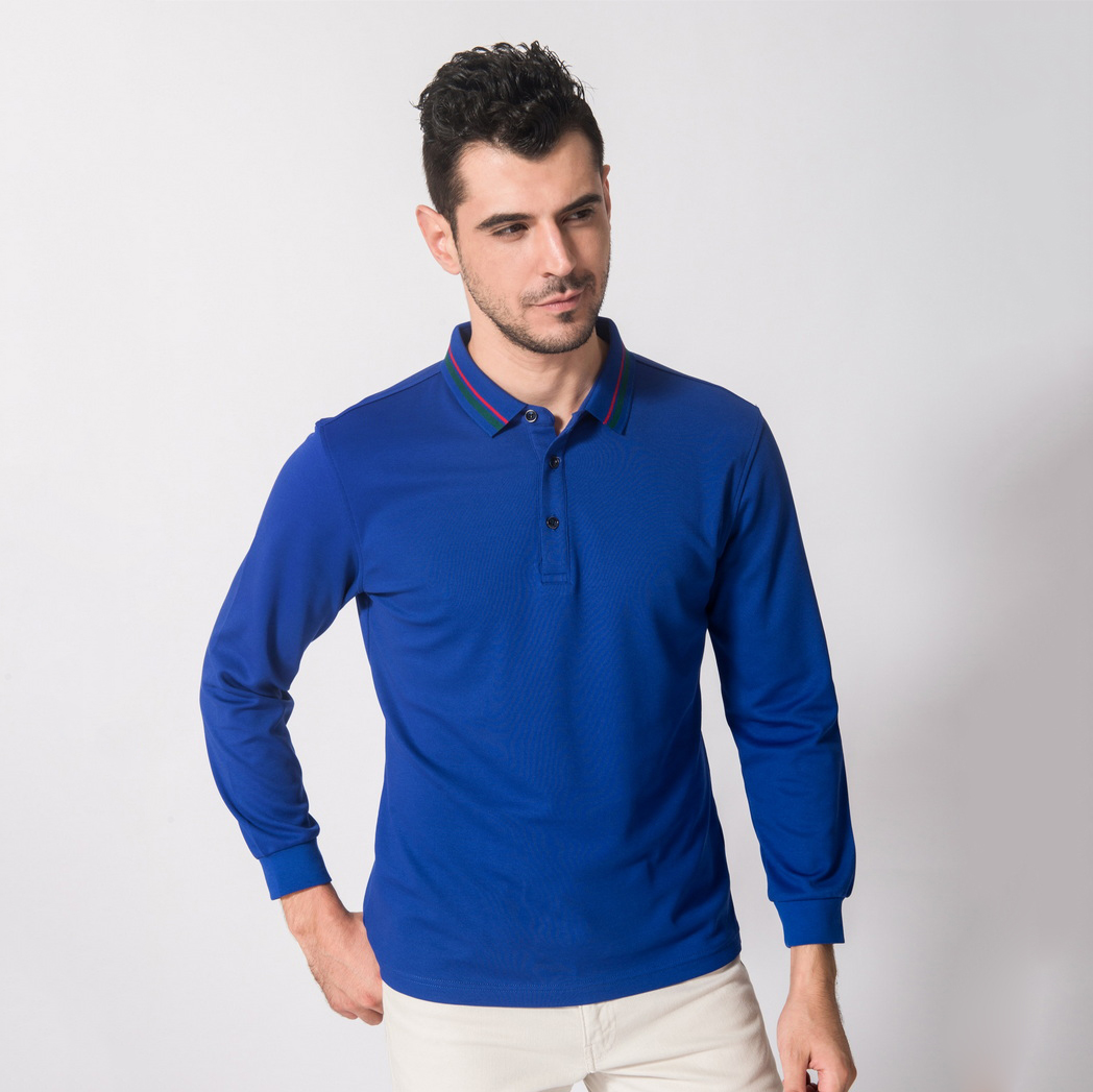 HT042-209 Double-faced cupro long-sleeve polo
