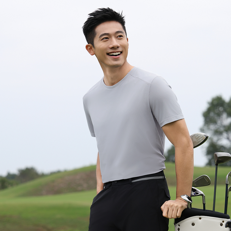 HT042-185 Premium golf sports series – ultra?light zero?feel quick?dry short?sleeve crew?neck T?shirt