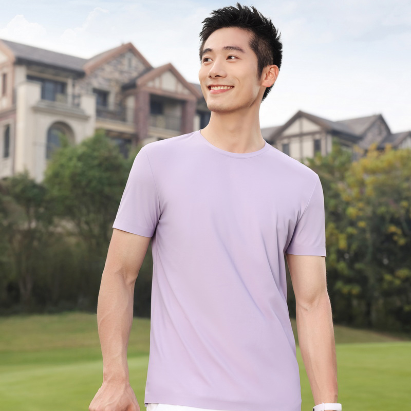 HT042-206 Nylon stretch crew?neck short?sleeve T?shirt