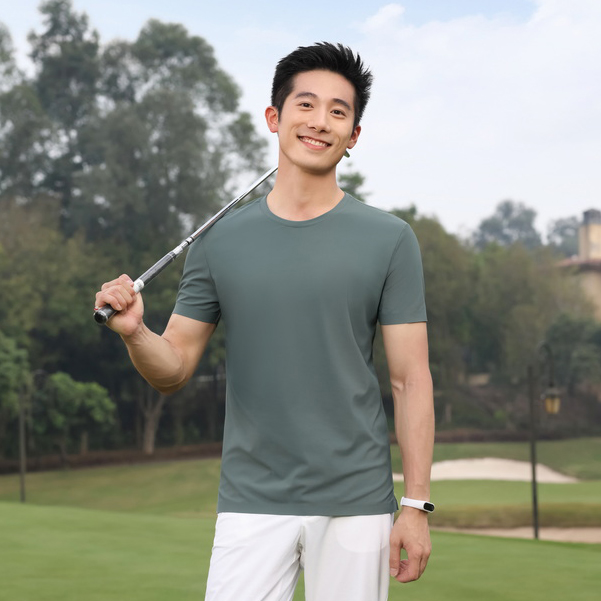 HT042-206 Nylon stretch crew?neck short?sleeve T?shirt
