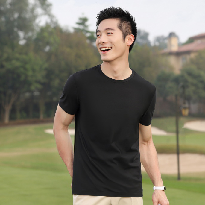 HT042-206 Nylon stretch crew?neck short?sleeve T?shirt