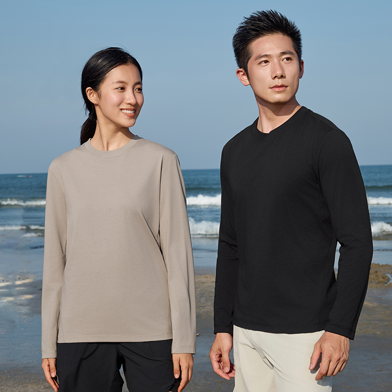 HT042-049 High-end combed cotton + SORONA elastic fibre long?sleeve crew?neck T?shirt