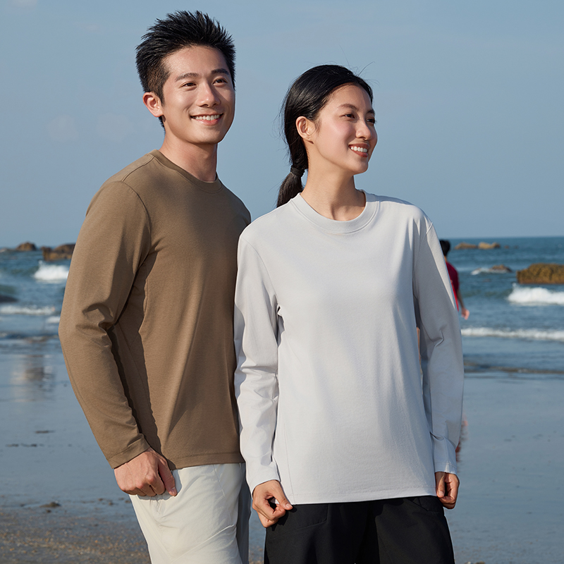 HT042-049 High-end combed cotton + SORONA elastic fibre long?sleeve crew?neck T?shirt