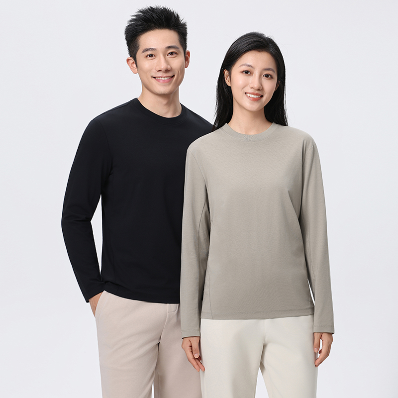 HT042-049 High-end combed cotton + SORONA elastic fibre long?sleeve crew?neck T?shirt