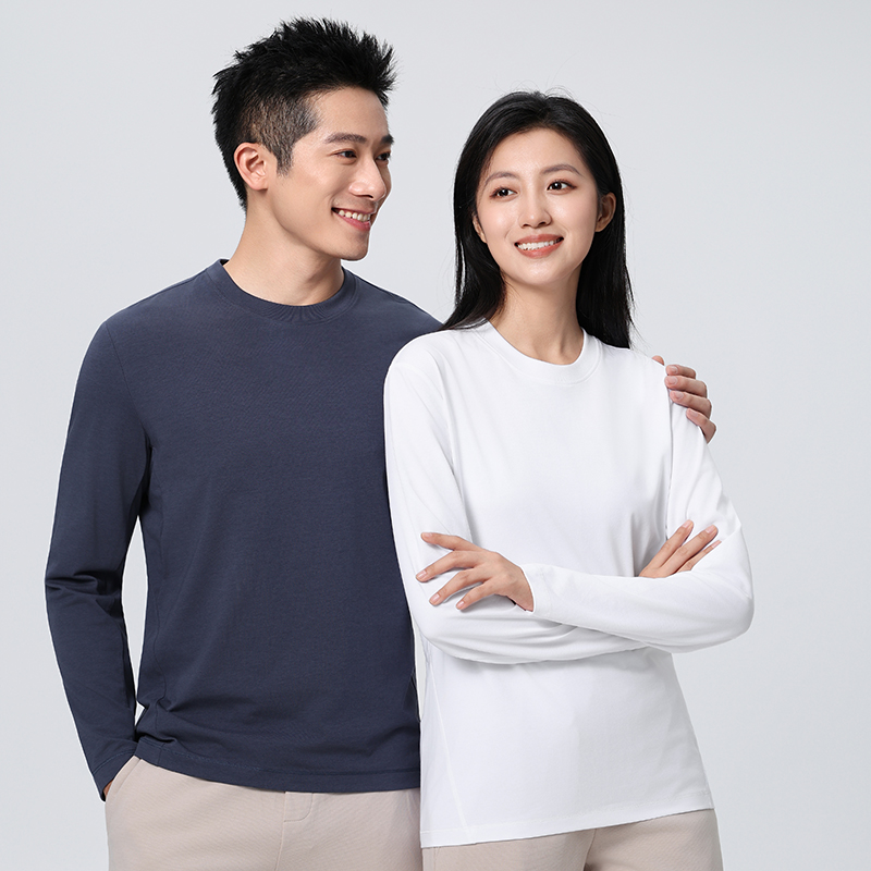 HT042-049 High-end combed cotton + SORONA elastic fibre long?sleeve crew?neck T?shirt