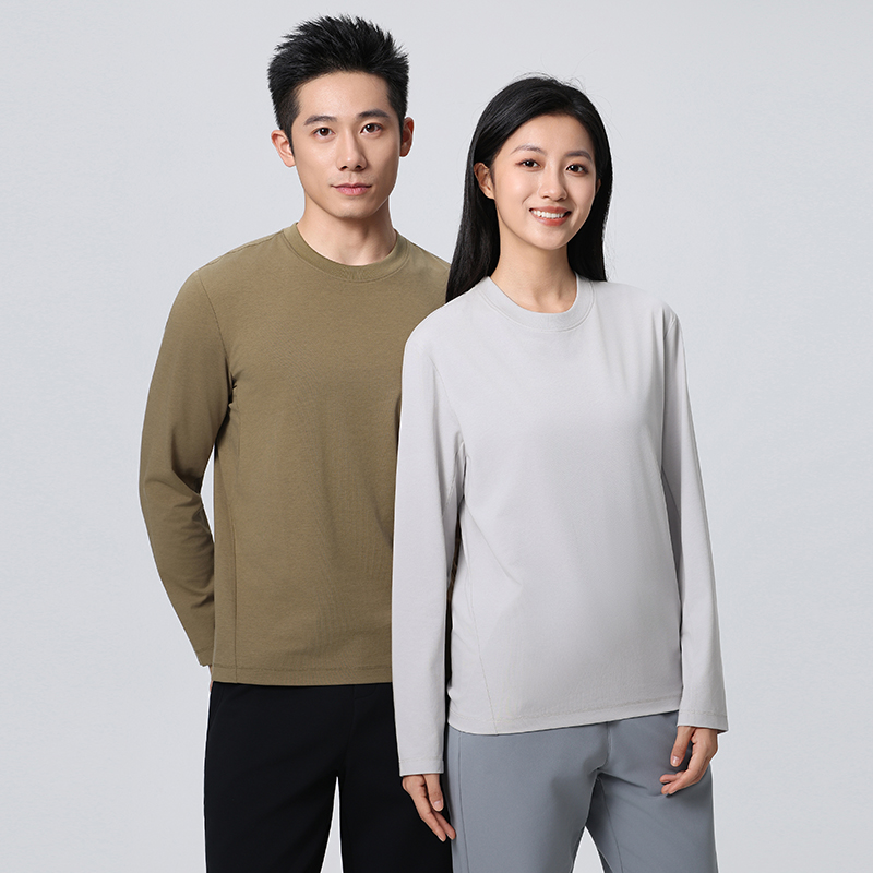 HT042-049 High-end combed cotton + SORONA elastic fibre long?sleeve crew?neck T?shirt