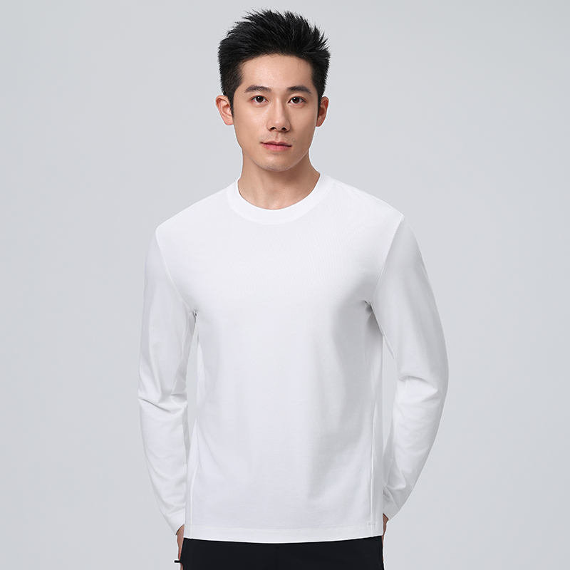 HT042-049 High-end combed cotton + SORONA elastic fibre long?sleeve crew?neck T?shirt