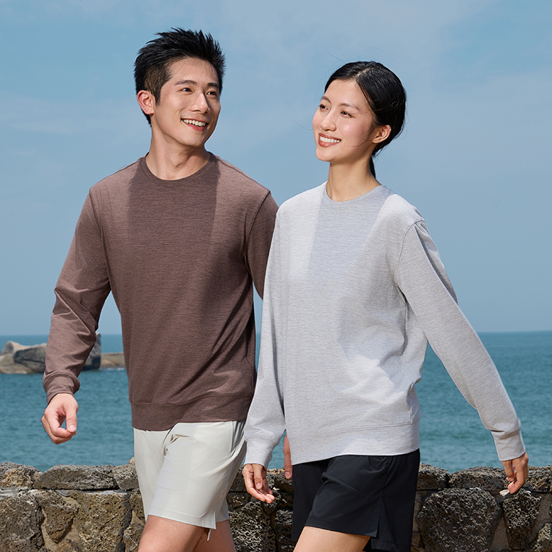 HT042-050 Premium CDP cationic fancy?yarn skin?friendly breathable long?sleeve crew?neck T?shirt