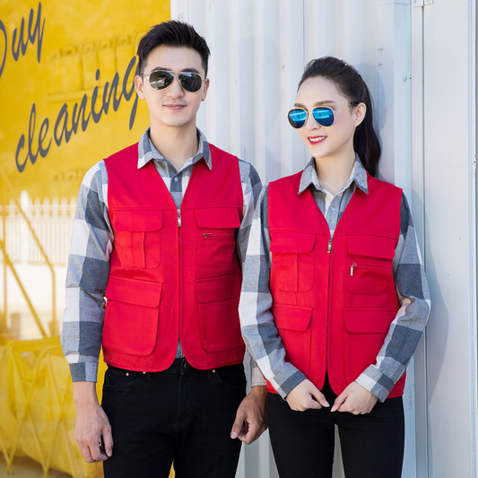 HT045?657 Solid colour zipper?pocket vest