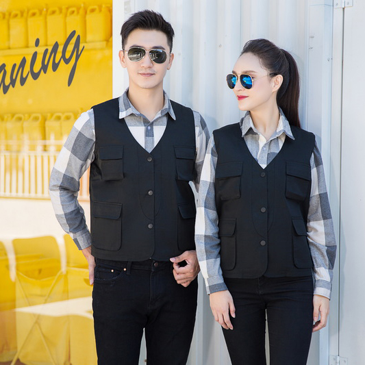 HT045?659 Snap?button solid mesh vest