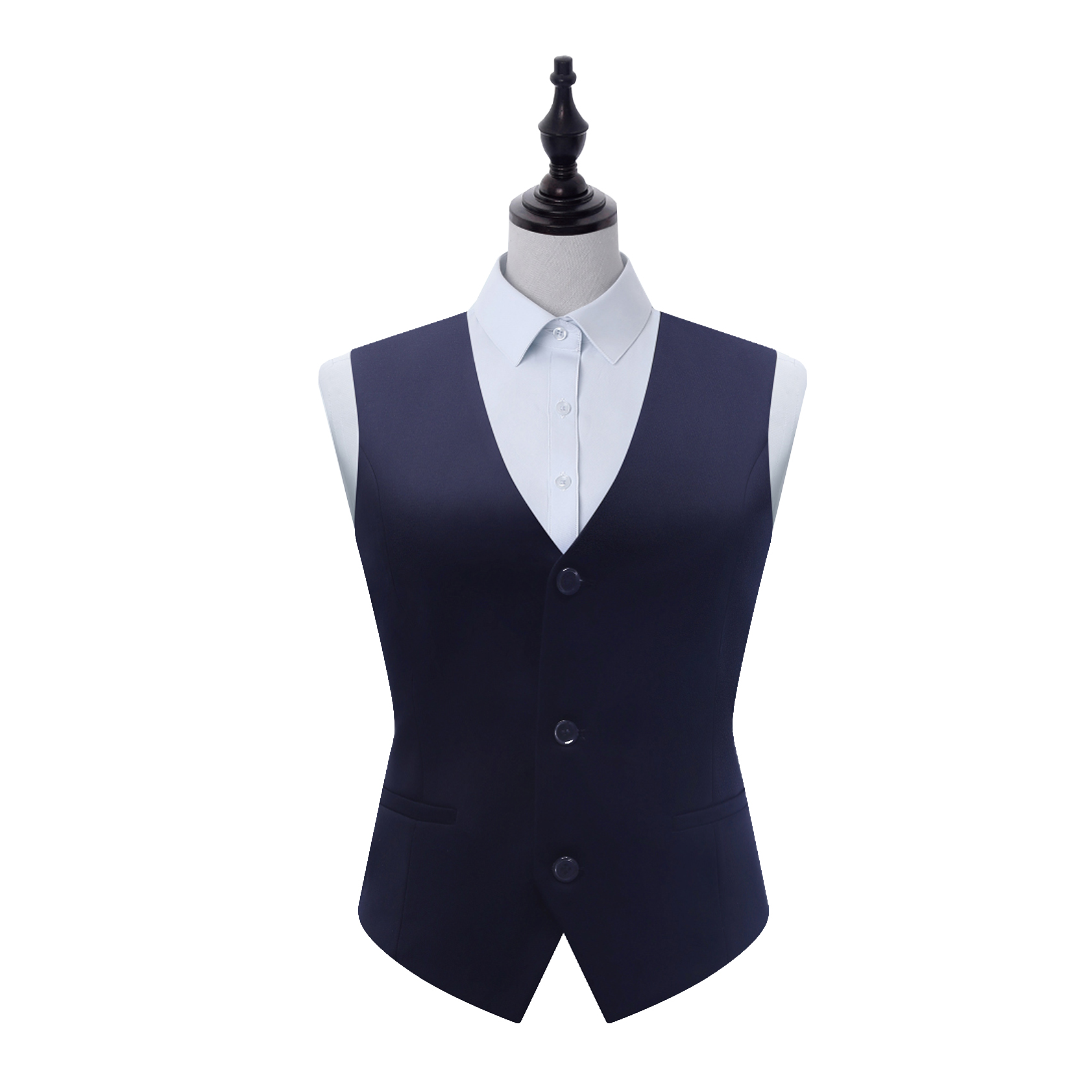 HT038-001-7 Women's navy blue two?ply wool?like serge vest