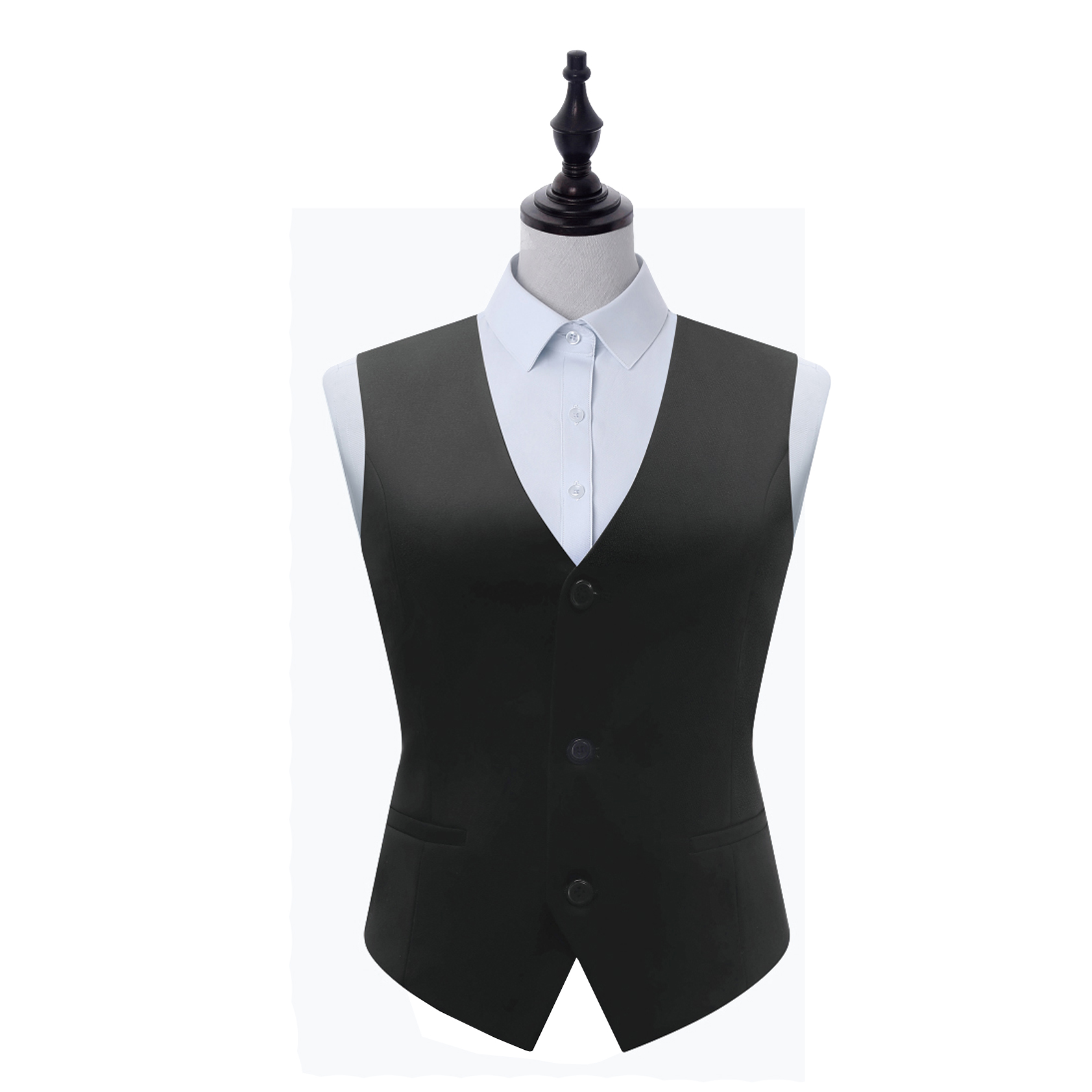 HT038-002-7 Women's black two?ply wool?like serge vest