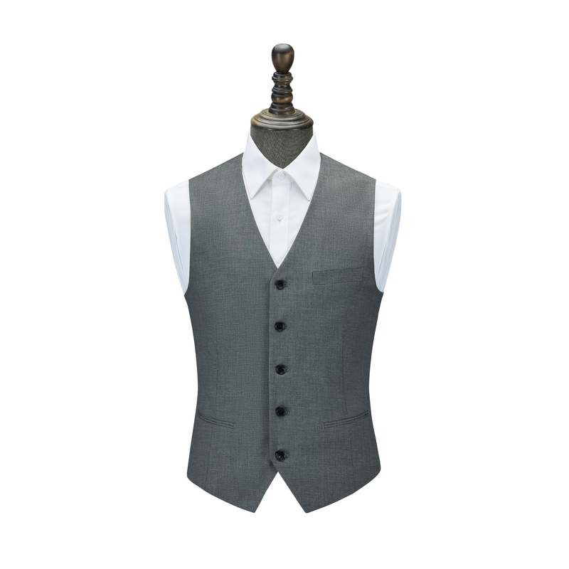HT051-049-3 Men's grey houndstooth stretch modal nylon five?button front?placket vest