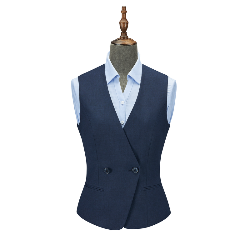 HT051-051-7 Women's navy blue stretch lyocell single?breasted two?button vest