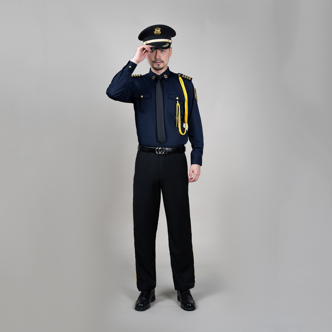HT045-474 Navy blue security long?sleeve image?guard shirt with BA006?1 security summer trousers