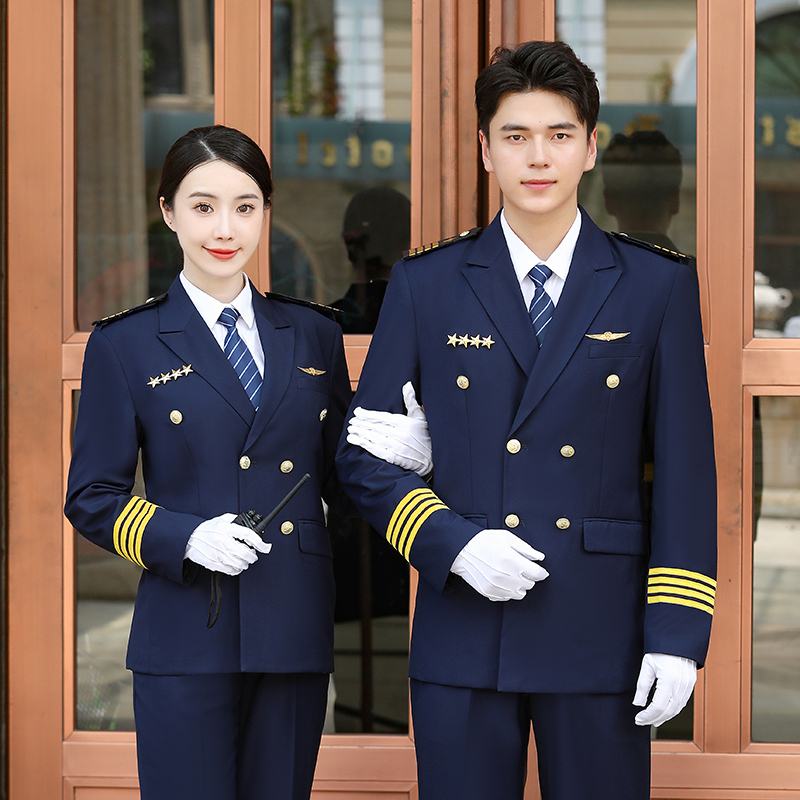 HT045-526 Blue image?guard double?breasted image?guard security uniform