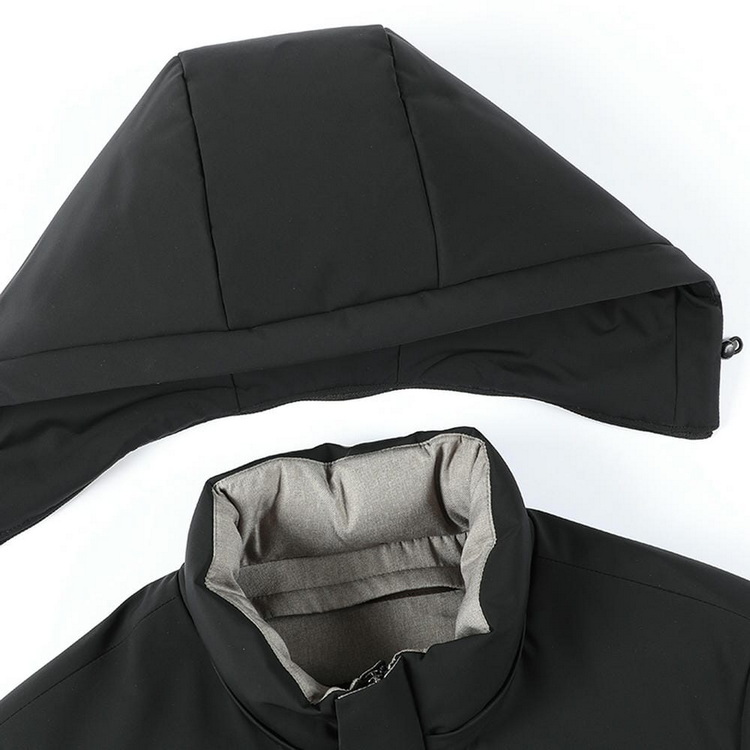 HT010-002 Unisex black/navy graphene self?heating seam?sealed waterproof anti?static with detachable inner liner 90% white goose down jacket