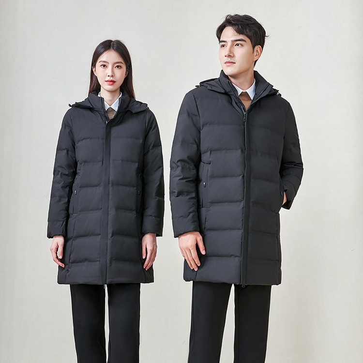 HT010-004 Unisex black business?leisure cold?proof waterproof anti?static detachable?hood 90% white duck down jacket