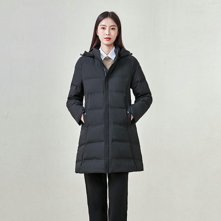 HT010-004 Unisex black business?leisure cold?proof waterproof anti?static detachable?hood 90% white duck down jacket