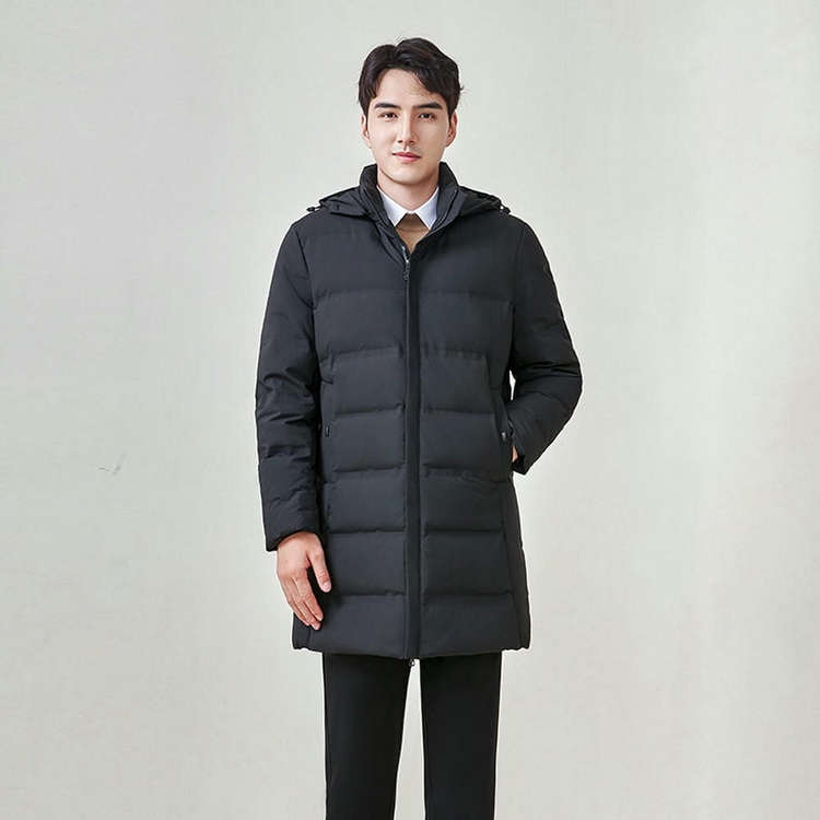 HT010-004 Unisex black business?leisure cold?proof waterproof anti?static detachable?hood 90% white duck down jacket