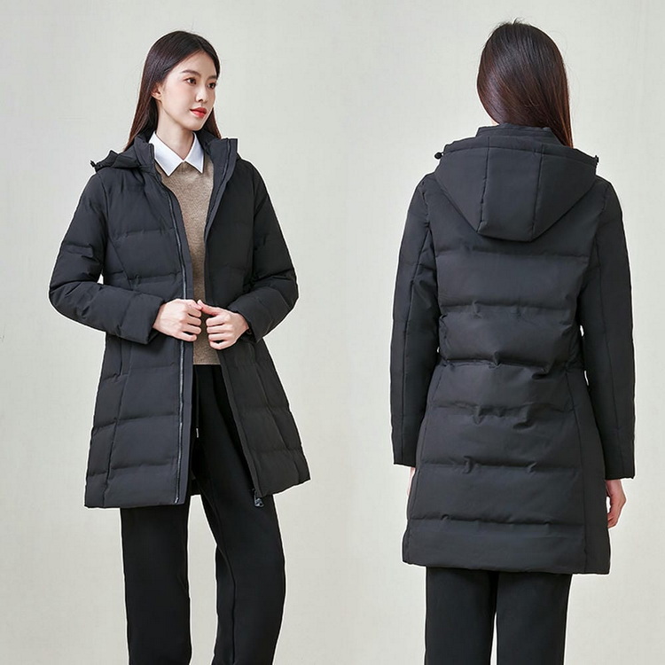 HT010-004 Unisex black business?leisure cold?proof waterproof anti?static detachable?hood 90% white duck down jacket