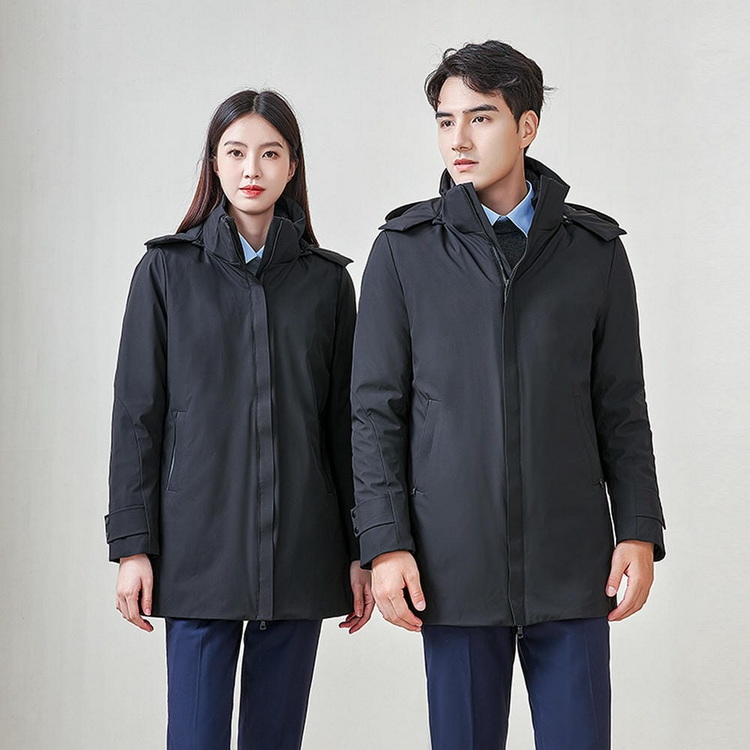 HT010-007 Unisex black business?leisure cold?proof waterproof anti?static 3?in?1 jacket with detachable inner liner 90% white duck down