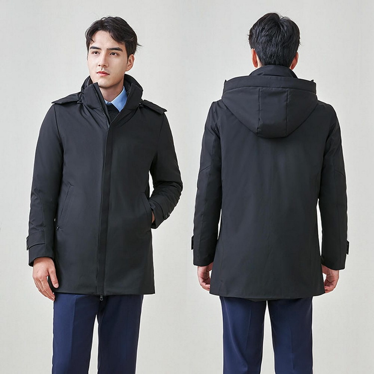 HT010-007 Unisex black business?leisure cold?proof waterproof anti?static 3?in?1 jacket with detachable inner liner 90% white duck down