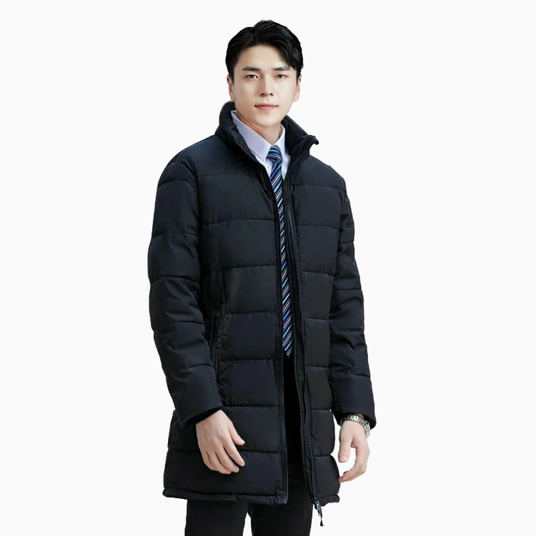 HT010-009 Unisex mid?length waterproof anti?static hoodless down?proof 100% down?cotton padded coat
