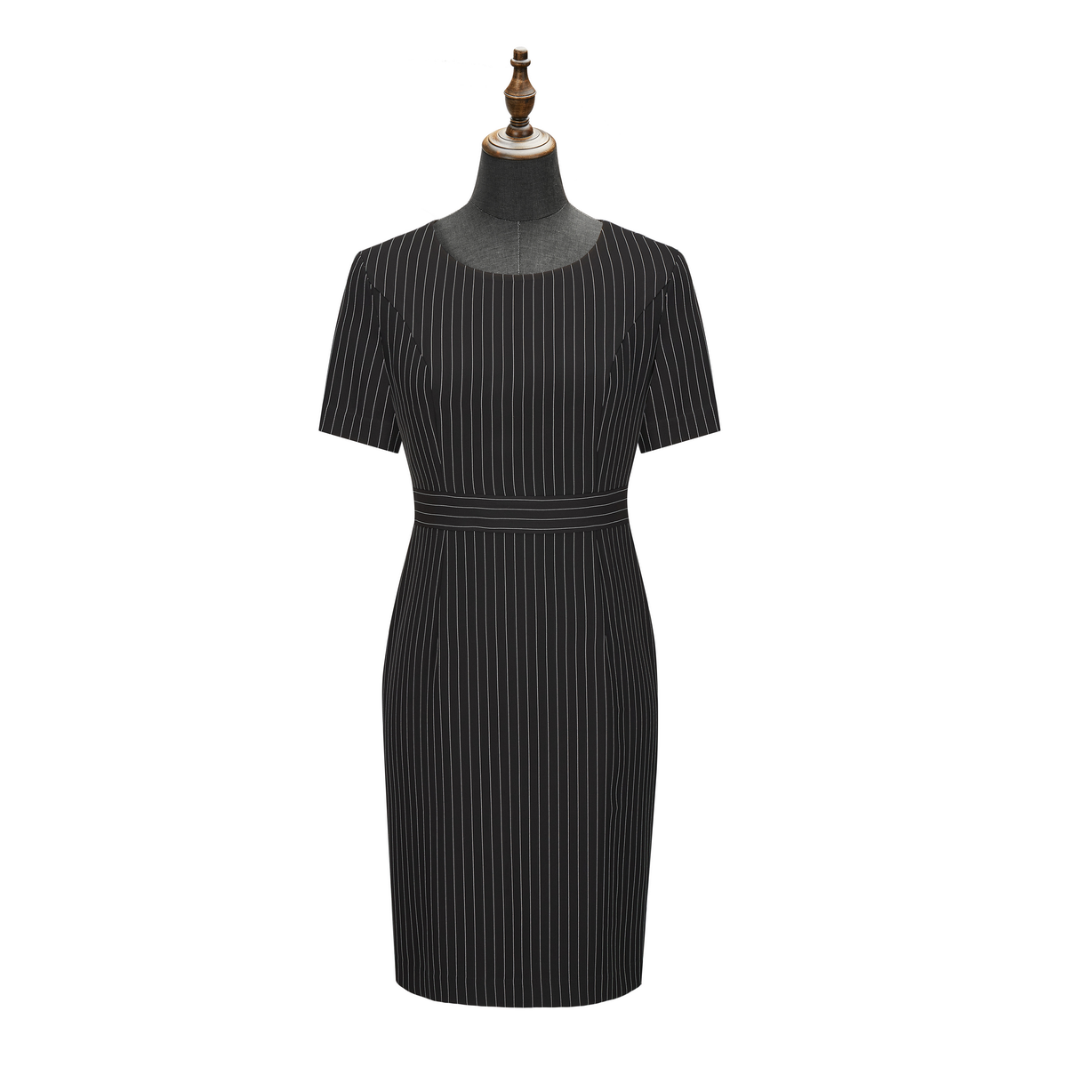 HT052-008 Stretch black striped dress
