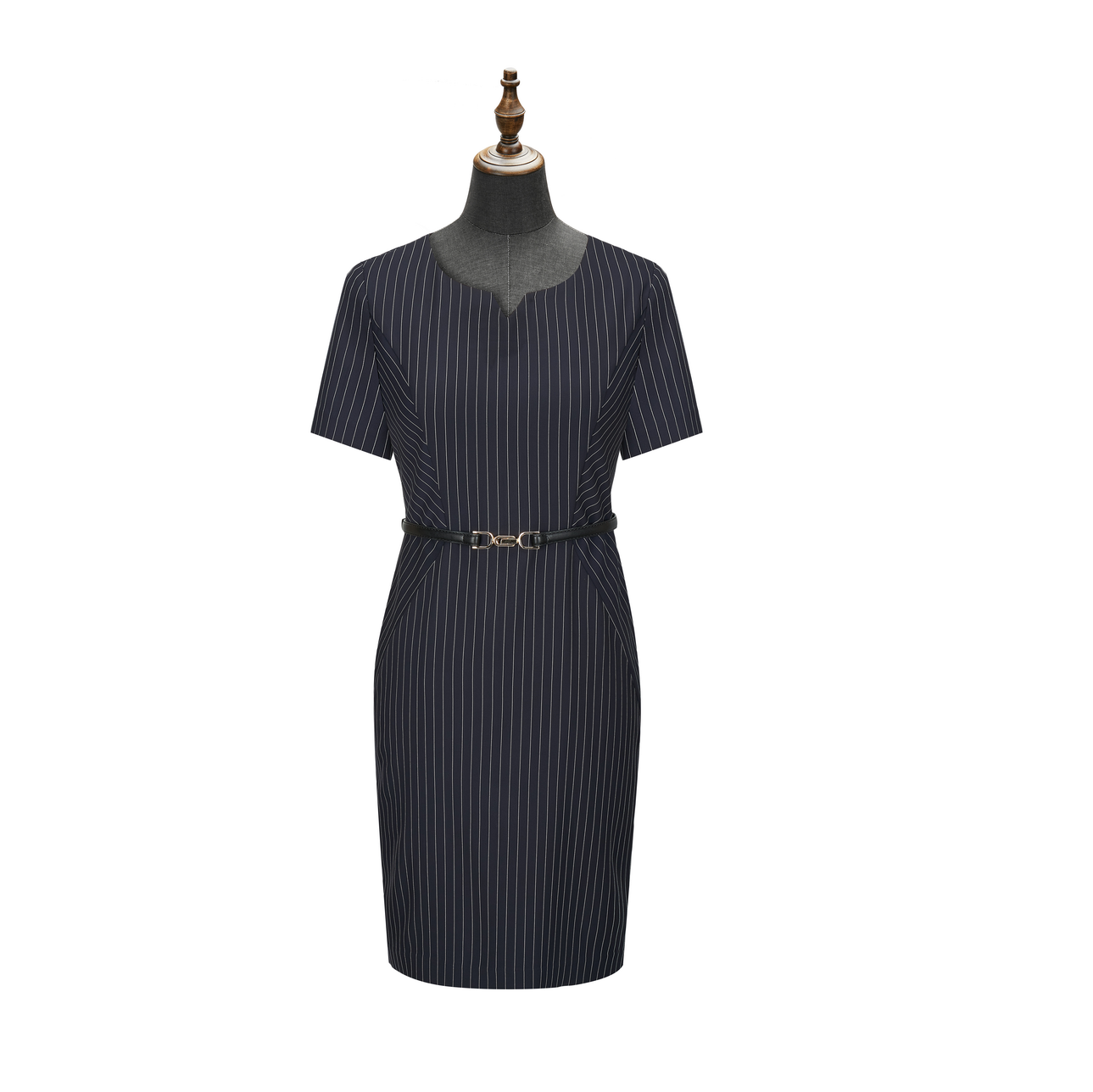 HT052-017 Stretch navy striped dress